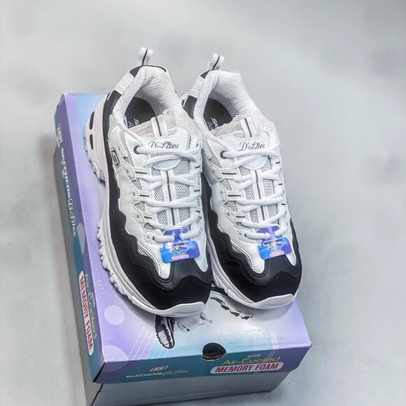 Skechers Dlites Retro Sports Shoes White & Black